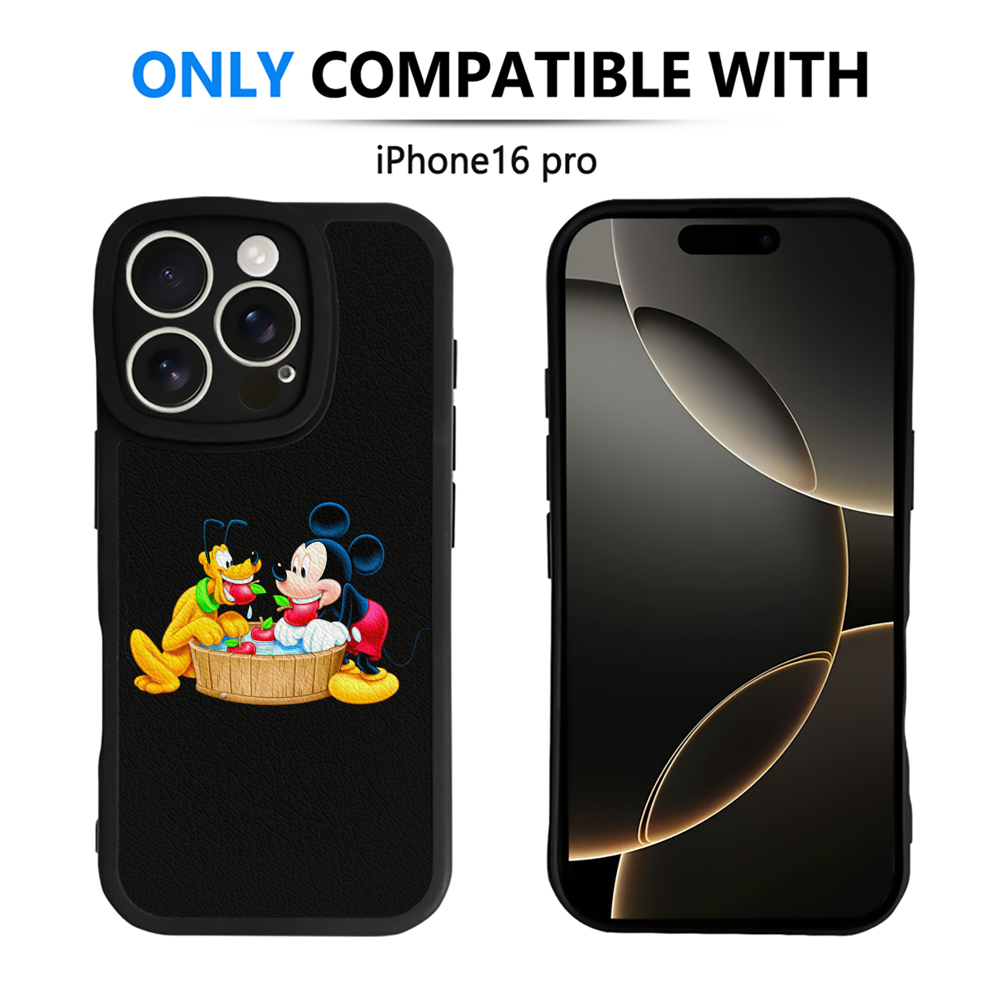 （画像用） ミッキーマウス Mickey Mouse 【iPhone 16シリーズ対応】シリコンスマホケース（レザー調） 材質：シリコン